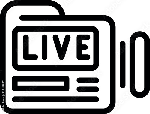 Vector graphic of a camera with the word 'live' on it, symbolizing live broadcasting