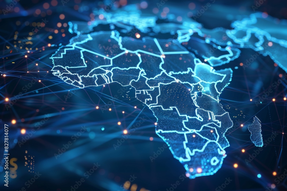 Digital Map of Africa Network Connection created with Generative AI Digital Map of Africa Network Connection created with Generative AI