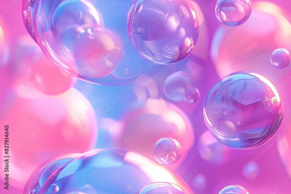 Abstract background with iridescent bubbles in pink and blue hues. Abstract background with iridescent bubbles in pink and blue hues.