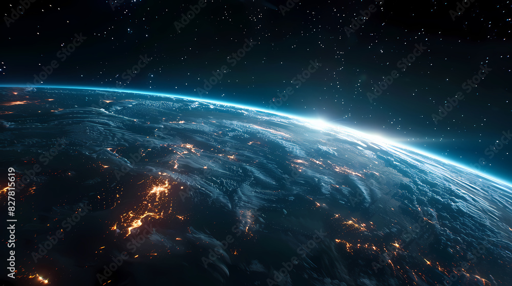 Fototapeta premium Wide angle shot of Earth from space