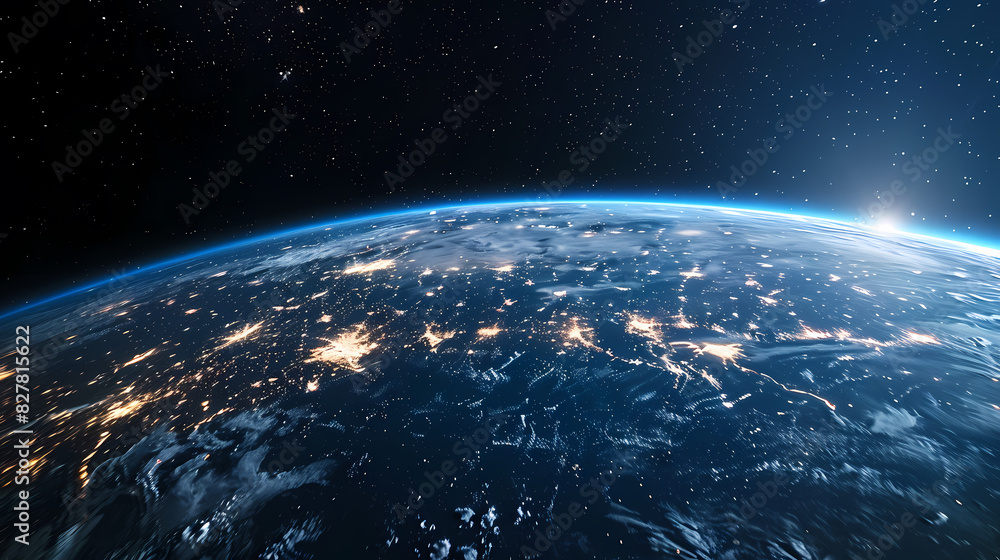 Fototapeta premium Wide angle shot of Earth from space