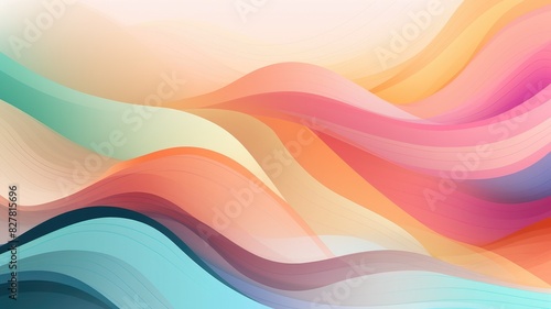 Abstract colorful wave pattern design. Flowing curves in shades of blue, pink, and orange. Modern digital art for background, wallpaper, or graphic design template with a smooth gradient. AIG35.