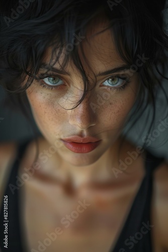 Digital artwork of feisty woman portrait , high quality, high resolution photo