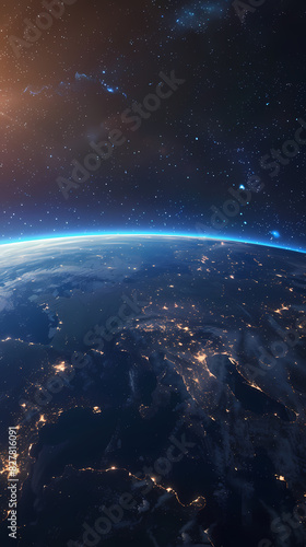 Wide angle shot of Earth from space