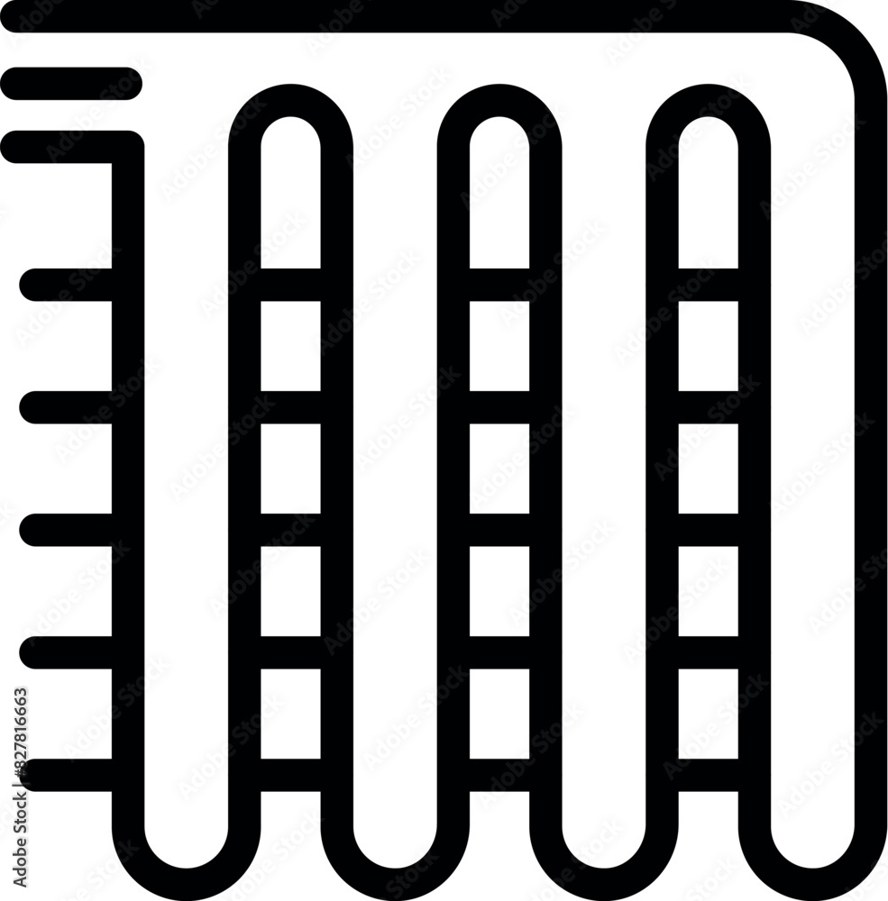Stylized icon of a bookshelf with books and ladder in a bold black and white design Stylized icon of a bookshelf with books and ladder in a bold black and white design