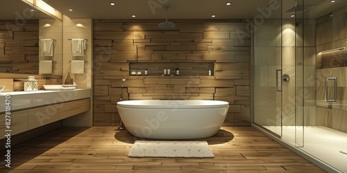 Wooden Bathroom Interior Modern Design photo