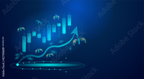 Trading chart financial growth, suitable for stock marker, forex, cryptocurrency and index. Vector illustration