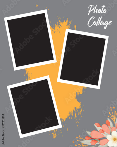 3 photo collage template. vector illustration, new collections