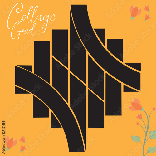 14 photo collage template. vector illustration, new collections