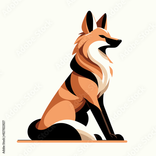 Carnivore Elegance - Geometric Maned Wolf Icon for Modern Branding
