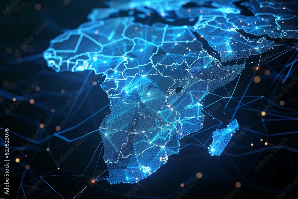 Digital Map of Africa Network Connection created with Generative AI Digital Map of Africa Network Connection created with Generative AI