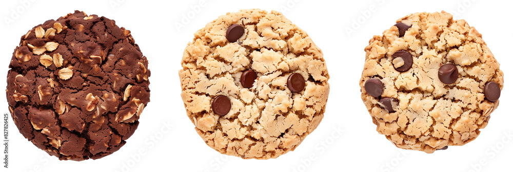 set of cookies, including chocolate chip and oatmeal, isolated on transparent background set of cookies, including chocolate chip and oatmeal, isolated on transparent background
