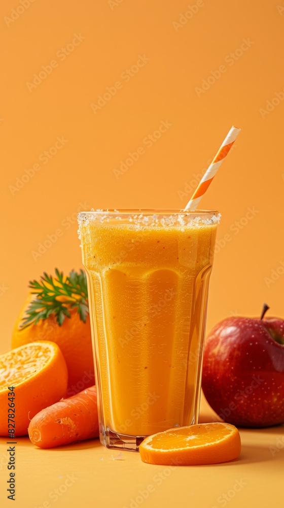 Fototapeta premium Fresh Carrot Smoothie with Fruits