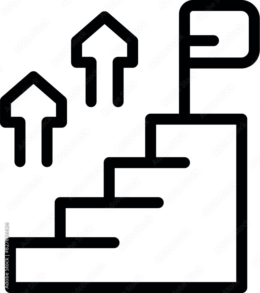 The black and white staircase to success icon representing growth. Progress. And achievement. A symbol of upward movement. Business strategy. Leadership. And motivation. With a simple The black and white staircase to success icon representing growth. Progress. And achievement. A symbol of upward movement. Business strategy. Leadership. And motivation. With a simple