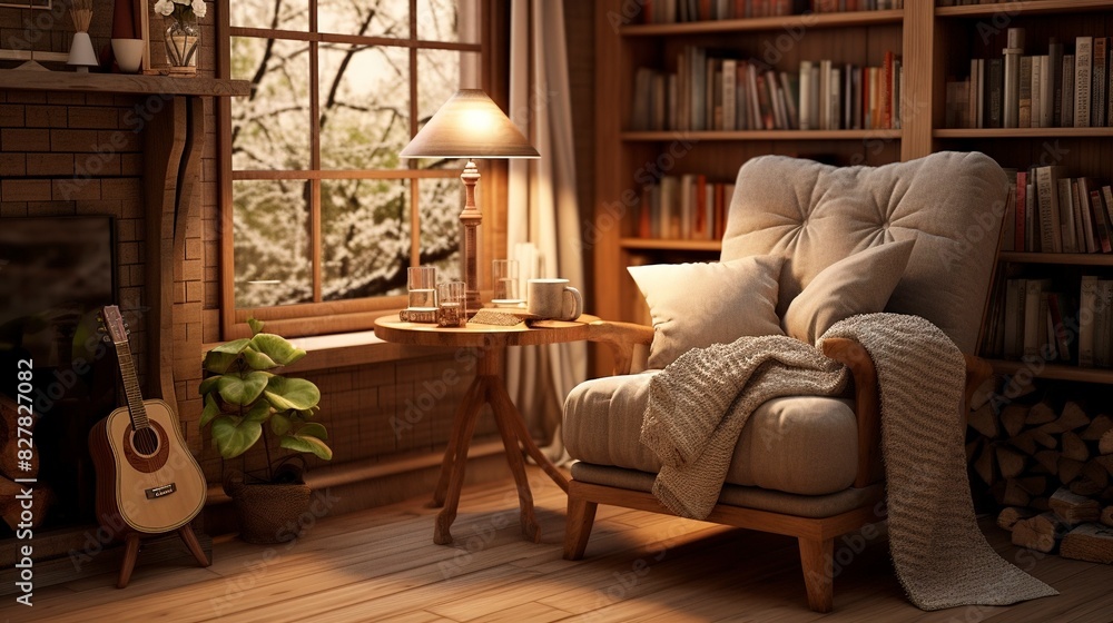 custom made wallpaper toronto digitalA photo of a cozy reading nook with a comfortable chair.