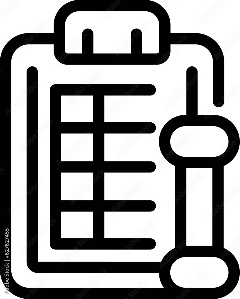 Vector illustration of a stylized clipboard icon in a simple black and white line art style Vector illustration of a stylized clipboard icon in a simple black and white line art style