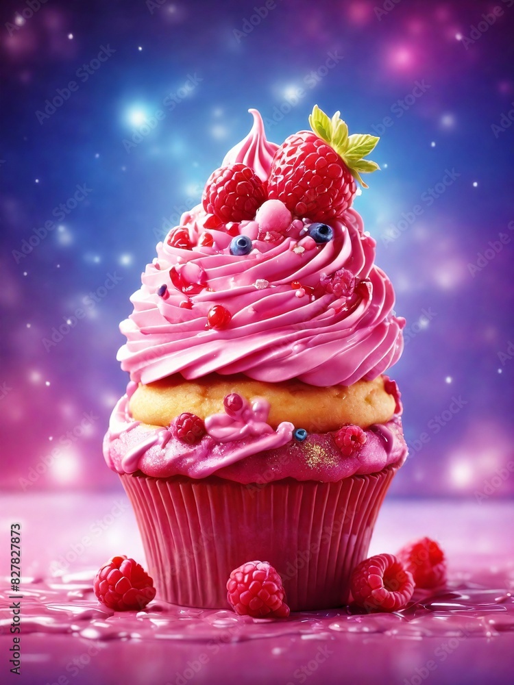 cupcake with cream and berries cupcake with cream and berries