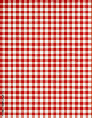 Estampa de pano de piquenique, pano xadrez vermelho vem branco  photo