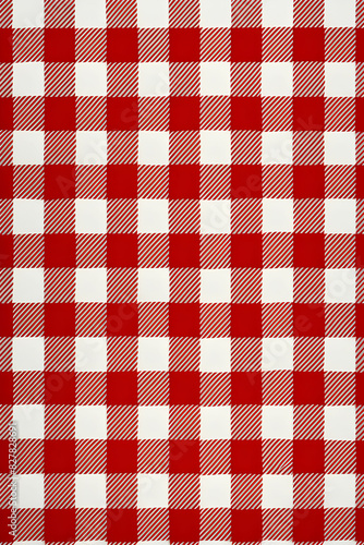 Estampa de pano de xadrez vermelho com branco, piquenique. photo