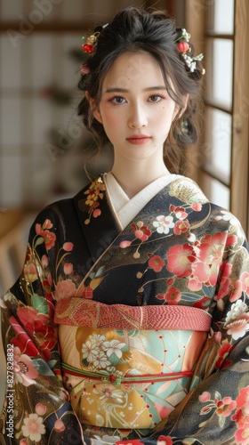 Beautiful Asian Woman Wearing a Traditional Japanese Kimono © Adobe Contributor