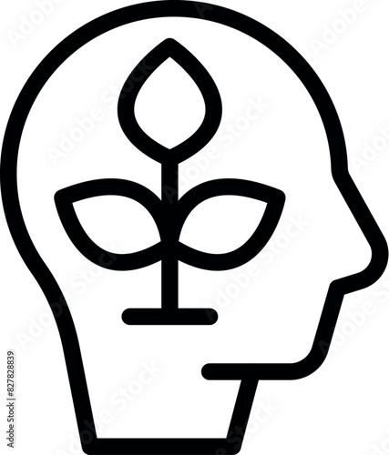 Ecofriendly mindset concept icon with sustainable development and environmental awareness in a simple illustration of green thinking and responsible lifestyle
