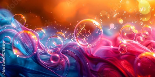 Captivating Image of Water Splashed Bubbles in Aesthetic Pink and Peach Hues. Concept Water Splashed Bubbles, Aesthetic Pink, Peach Hues, Captivating Image