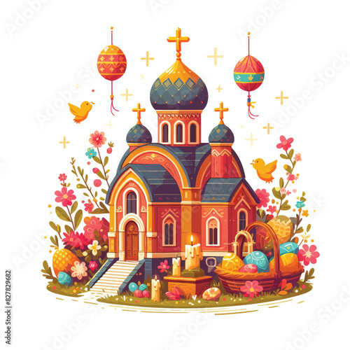 Russian orthodox church day vector in white background 