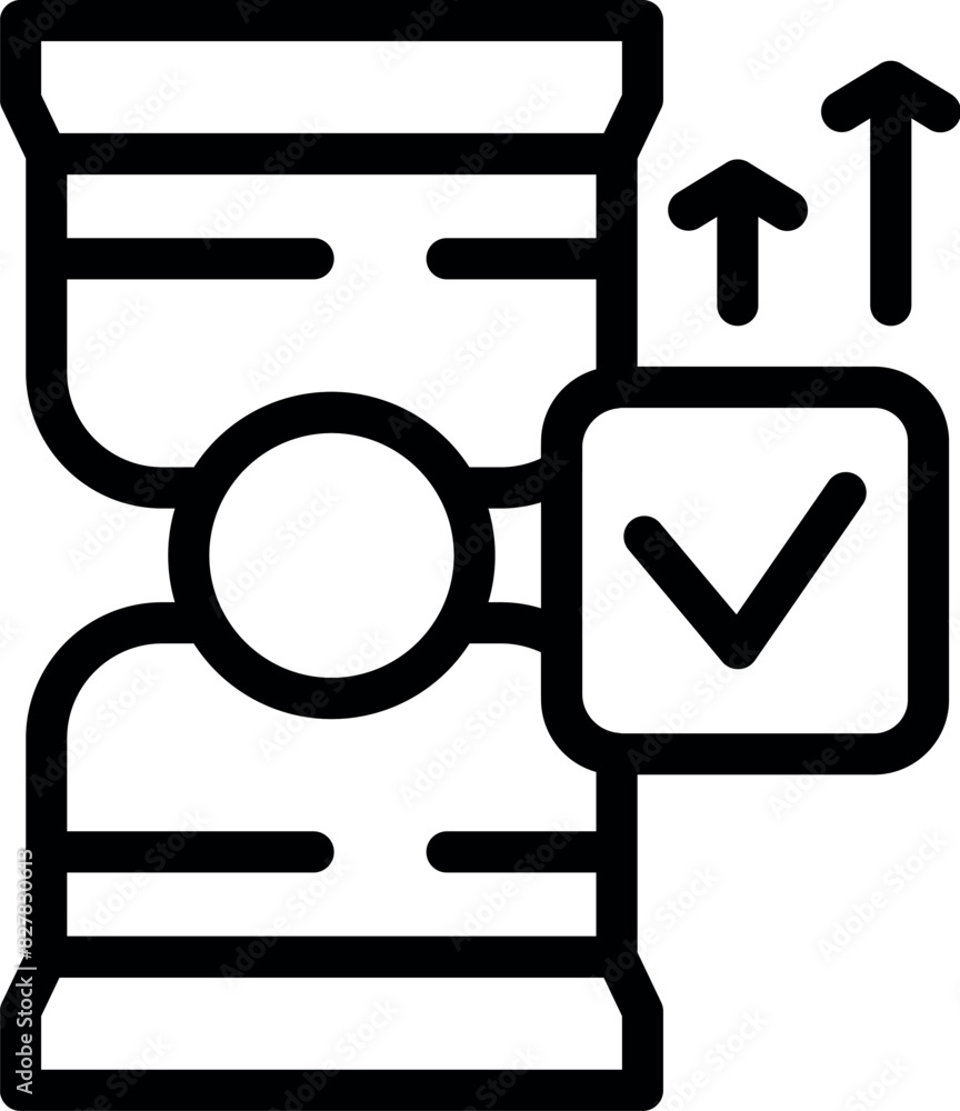 Black line icon symbolizing time management, project deadlines, and successful task completion Black line icon symbolizing time management, project deadlines, and successful task completion