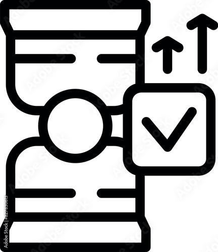 Black line icon symbolizing time management  project deadlines  and successful task completion