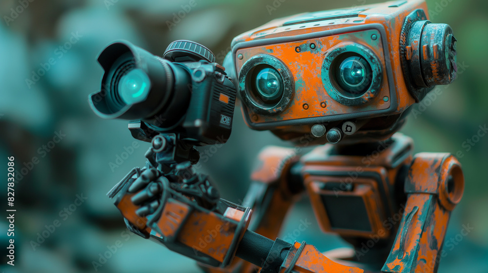 robot photographer with a photo camera about robot photographer with a photo camera about