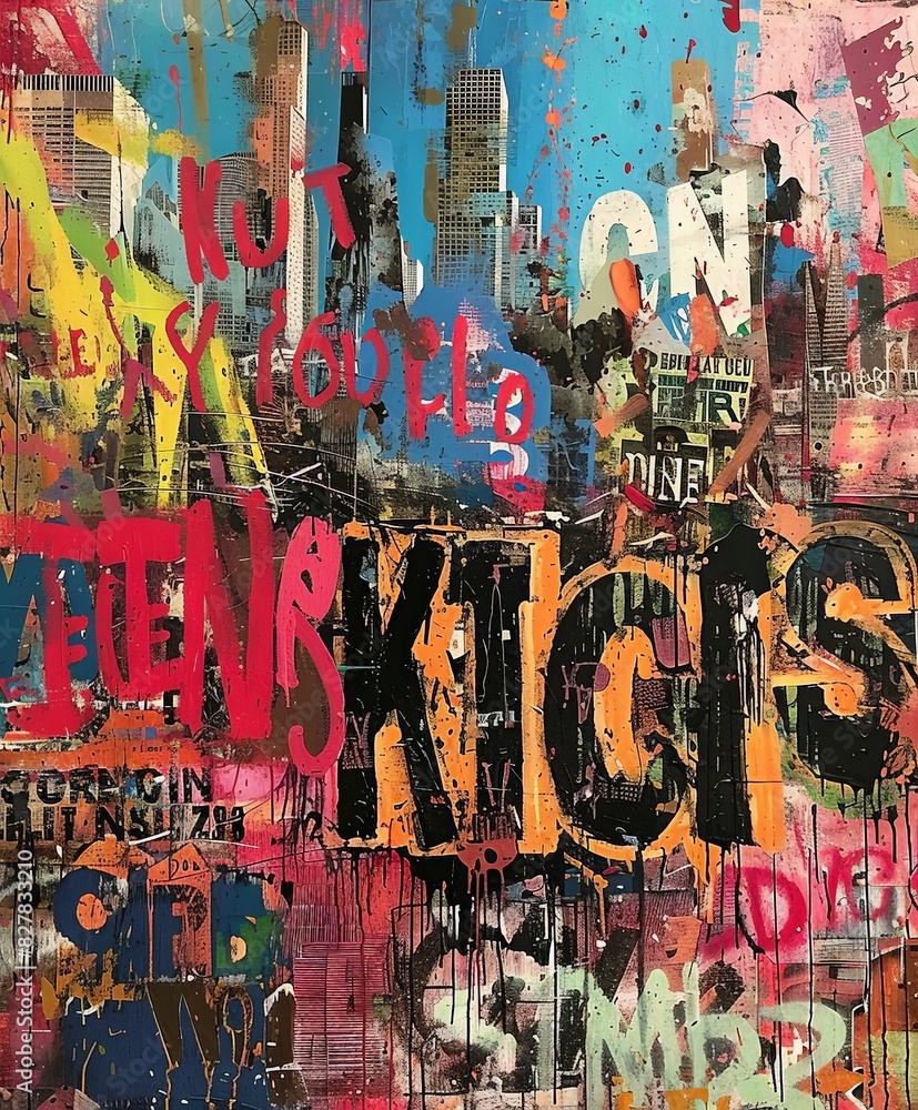 Fototapeta premium Vibrant Cityscape With Abundant Graffiti