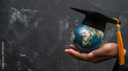 The globe with graduation cap photo