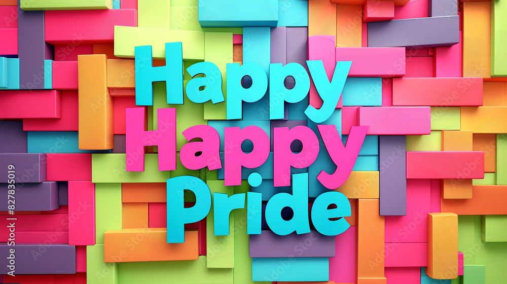Fototapeta premium the text Happy Pride on the colorful background.