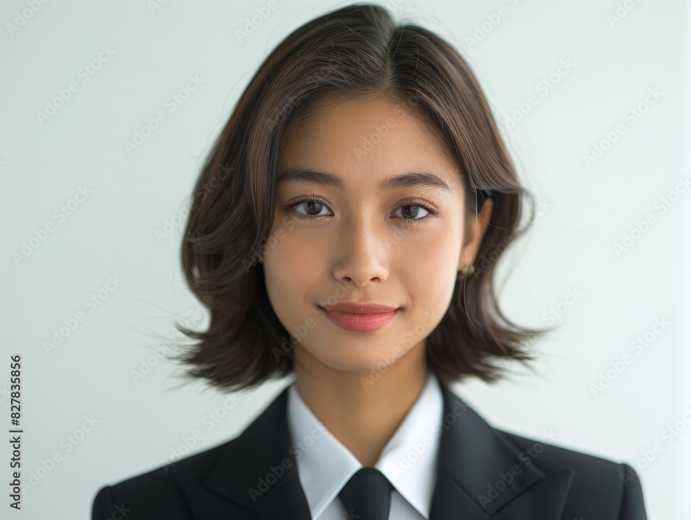 Young Thai Female in Suit and Tie Strikes Pose Young Thai Female in Suit and Tie Strikes Pose