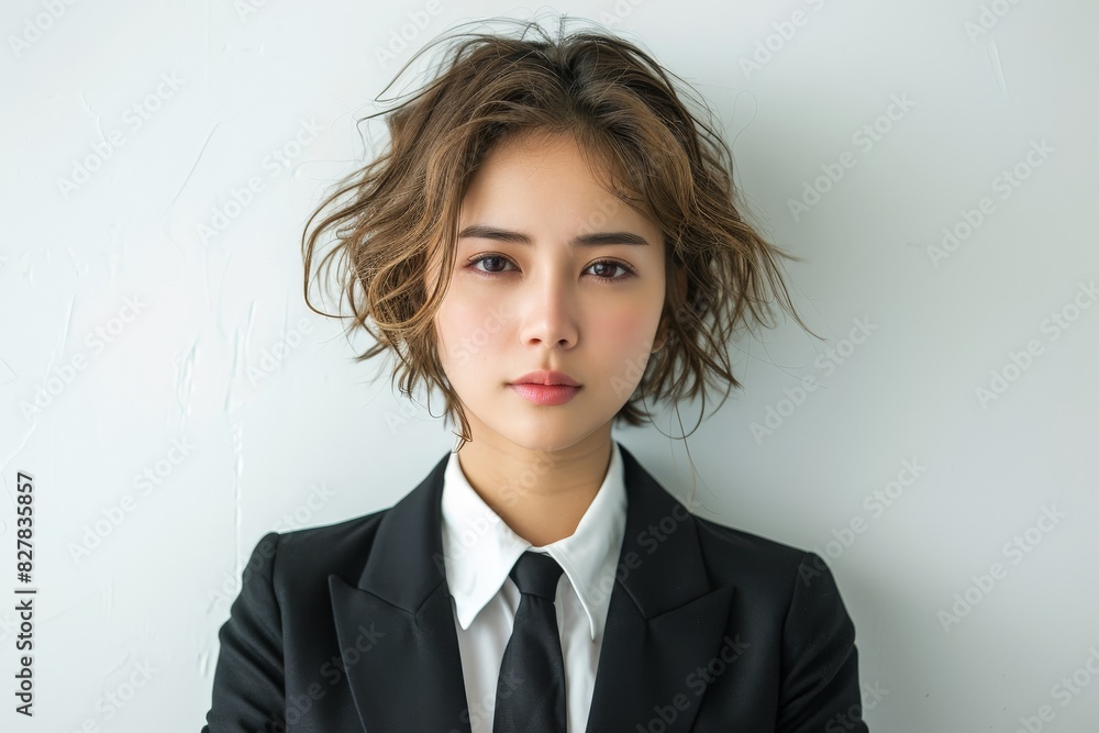 Young Thai Female in Suit and Tie Posing Young Thai Female in Suit and Tie Posing