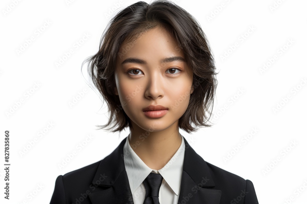 Young Thai Female in Suit and Tie Posing Young Thai Female in Suit and Tie Posing