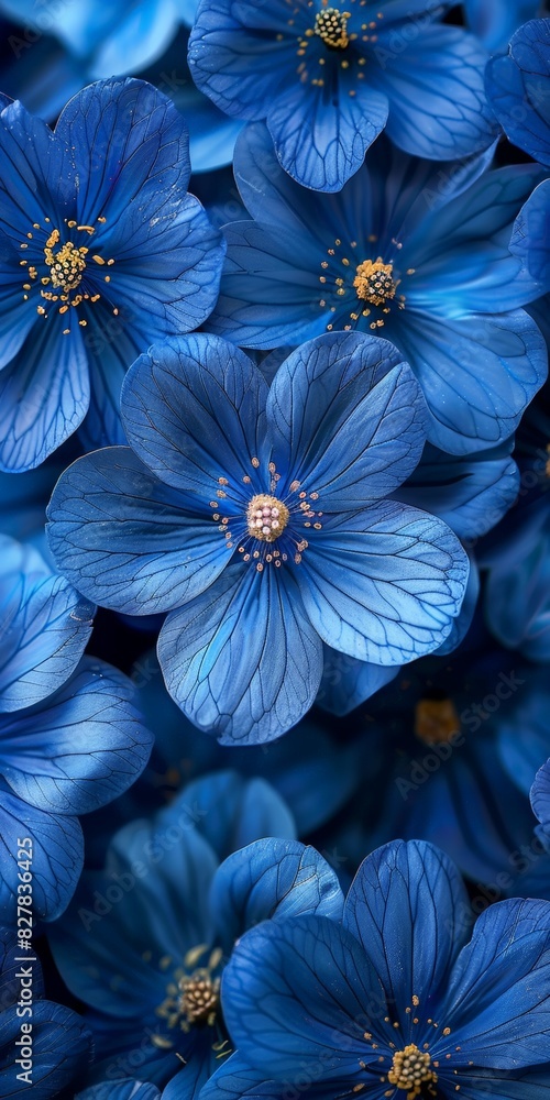 Cluster of Blue Flowers With Yellow Centers Cluster of Blue Flowers With Yellow Centers