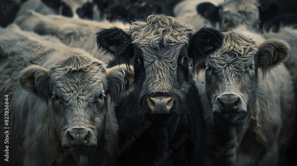 A peaceful herd of cows grazing in a sunlit field. A peaceful herd of cows grazing in a sunlit field.