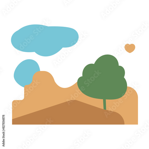 Obraz na płótnie Modern Minimalist Landscape Illustration - Abstract Nature Scene with Soft Shapes and Muted Colors w salonie