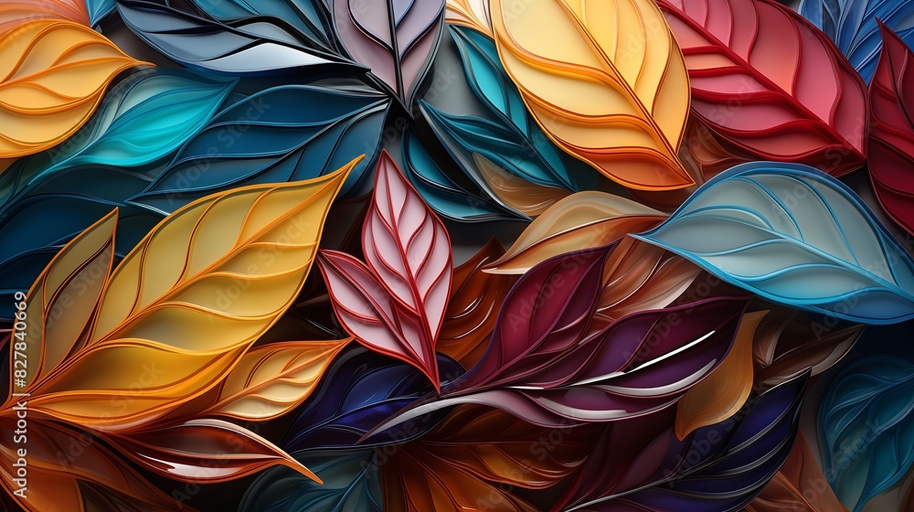 custom made wallpaper toronto digitalColorful leaves background 3d rendering Illustration AI generated