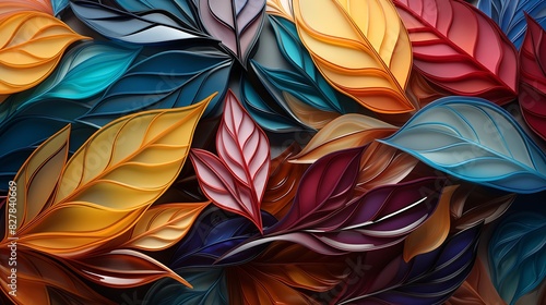 Colorful leaves background 3d rendering Illustration AI generated