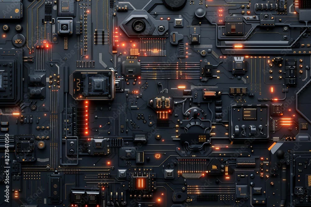 Fototapeta premium Electronic computer hardware technology. Circuit board. Digital chip background.