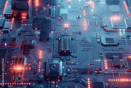 Electronic computer hardware technology. Circuit board. Digital chip background.