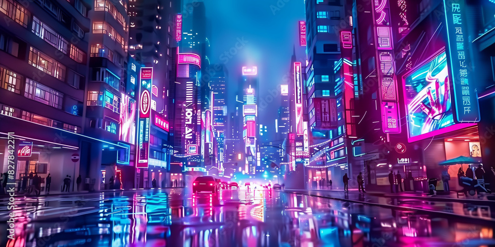 Sci fi cyberpunk futuristic modern city in neon lights Sci fi cyberpunk futuristic modern city in neon lights