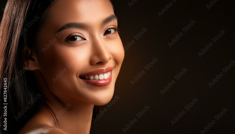A woman with Soft smile, warm gaze, and a sense of tenderness. black background A woman with Soft smile, warm gaze, and a sense of tenderness. black background