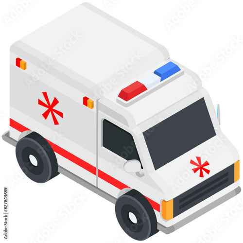 Isometric Ambulance with Flashing Lights