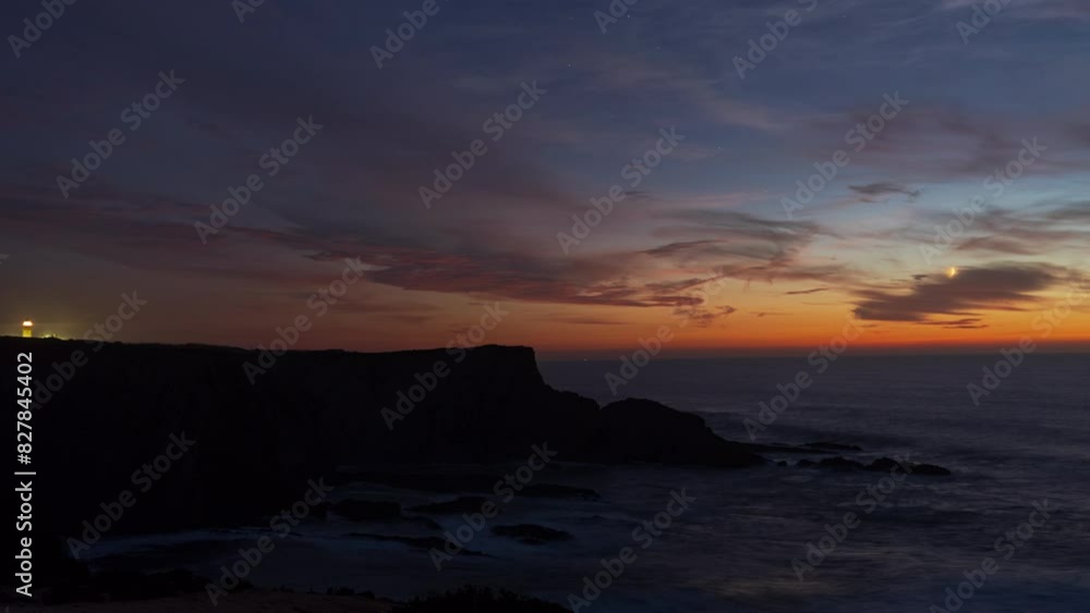 Cabo Sardao Lighthouse and Moonset Timelapse Cabo Sardao Lighthouse and Moonset Timelapse