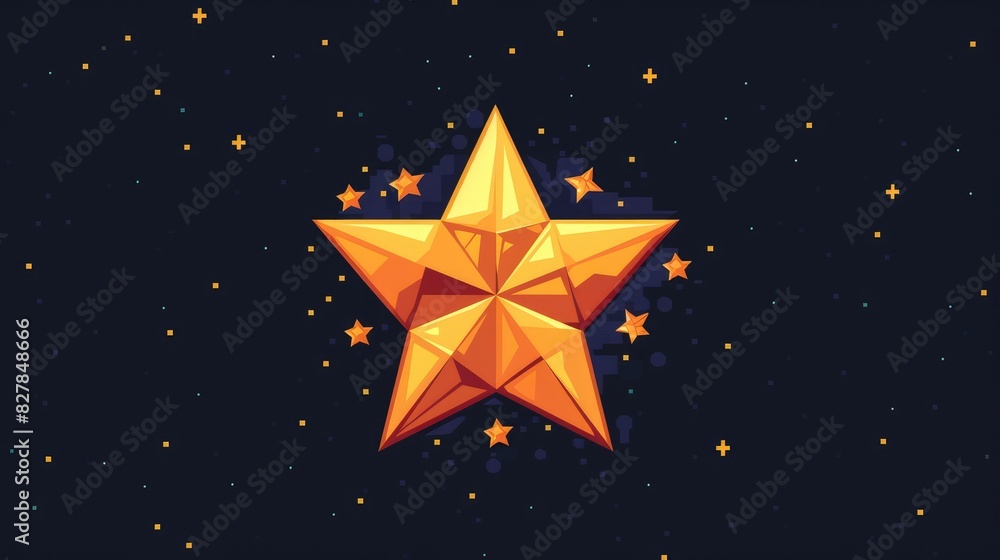 Obraz premium Icon of a star in pixel art style