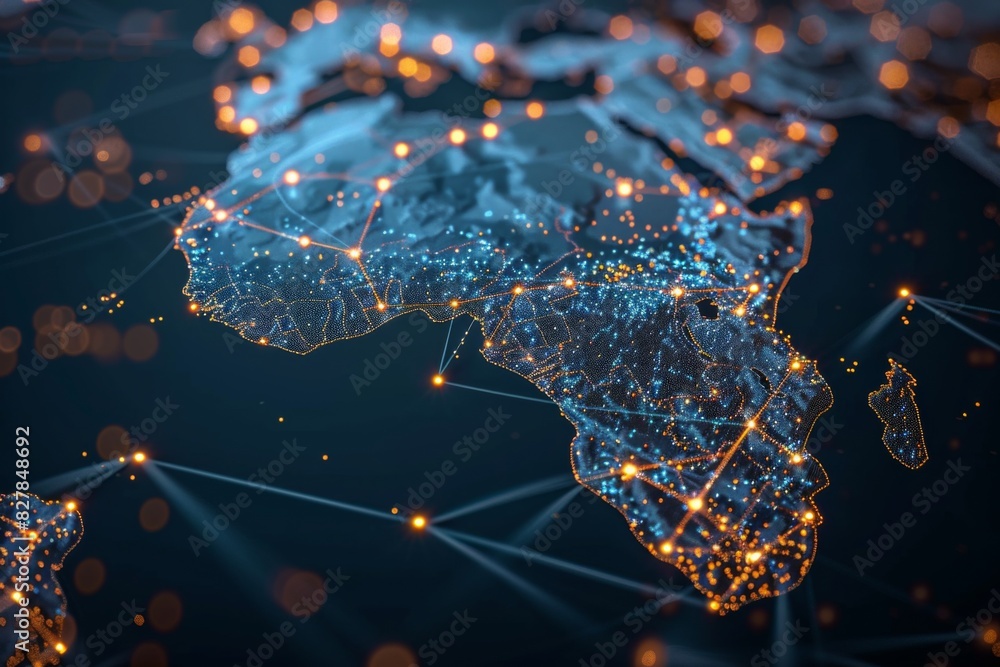 Digital Map of Africa Network Connection created with Generative AI Digital Map of Africa Network Connection created with Generative AI