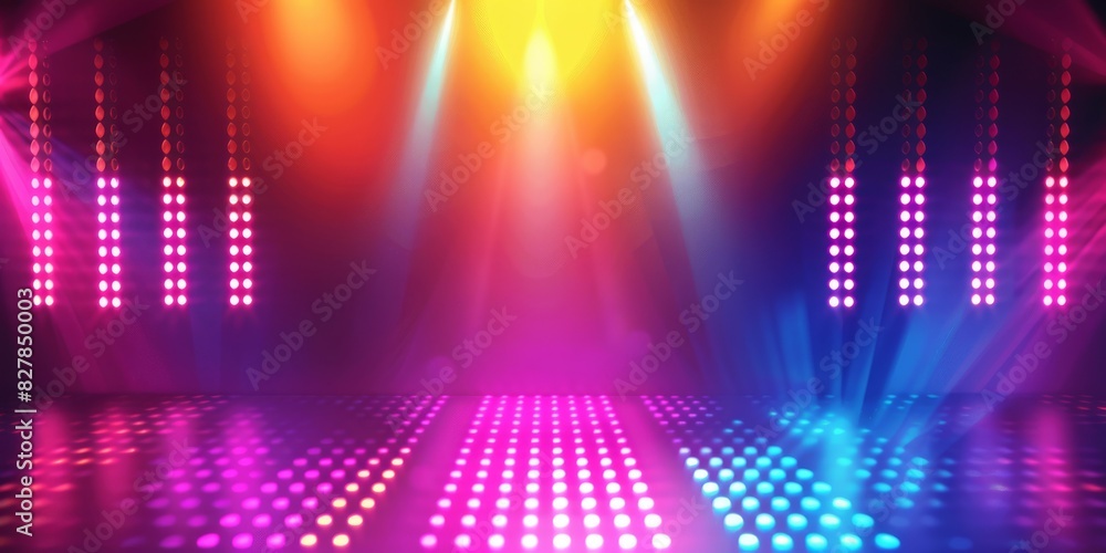 Empty dark abstract background. Background of empty show scene. Glow of neon lights on an empty concert stage. High quality photo Empty dark abstract background. Background of empty show scene. Glow of neon lights on an empty concert stage. High quality photo